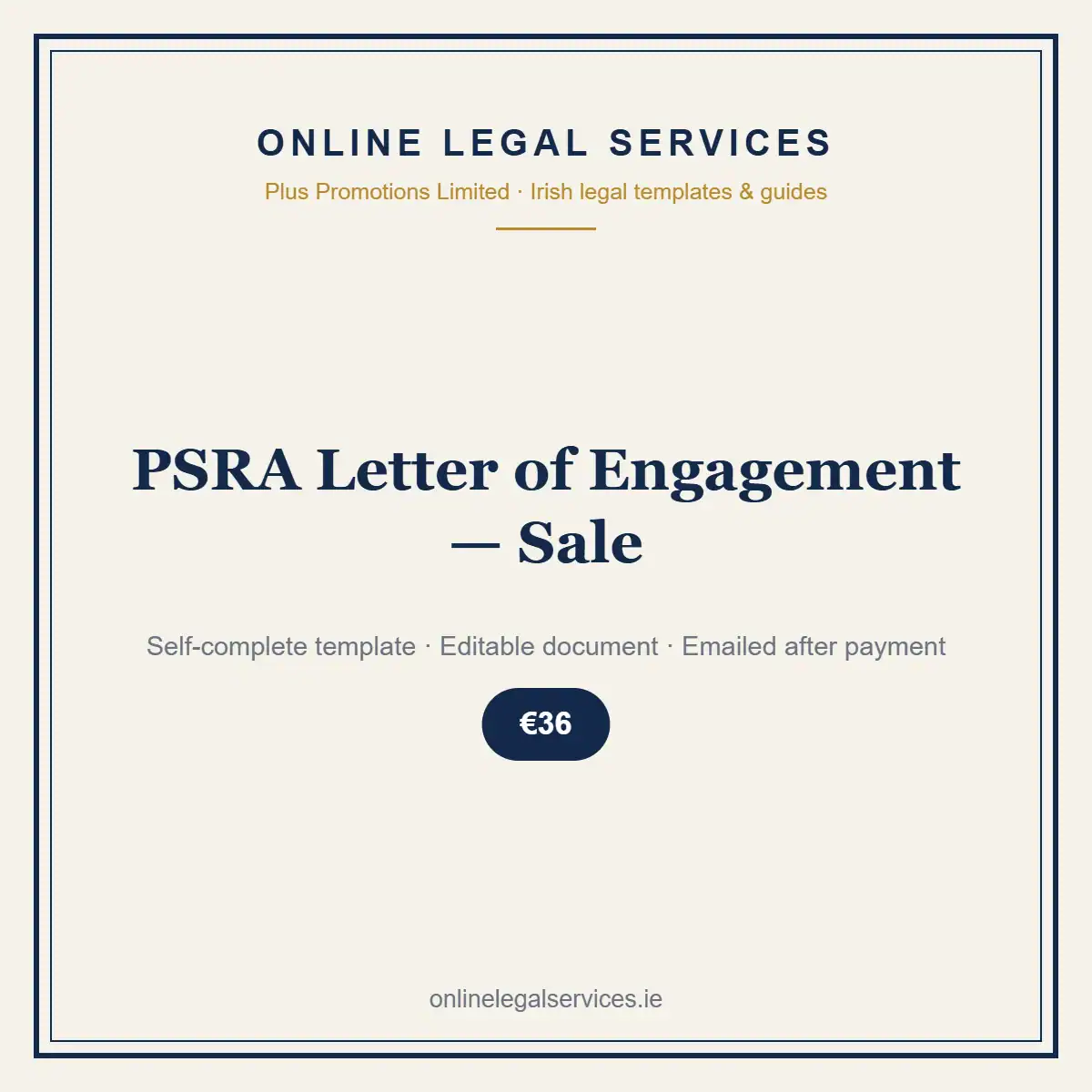 PSRA Letter of Engagement — Sale — Digital (Self-Complete) — self-complete template | OnlineLegalServices.ie