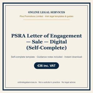 PSRA Letter of Engagement — Sale — Digital (Self-Complete) – self-complete Irish legal template