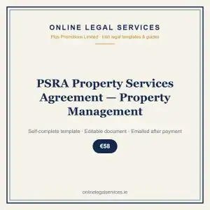 PSRA Property Services Agreement — Property Management — Digital (Self-Complete) — self-complete template | OnlineLegalServices.ie