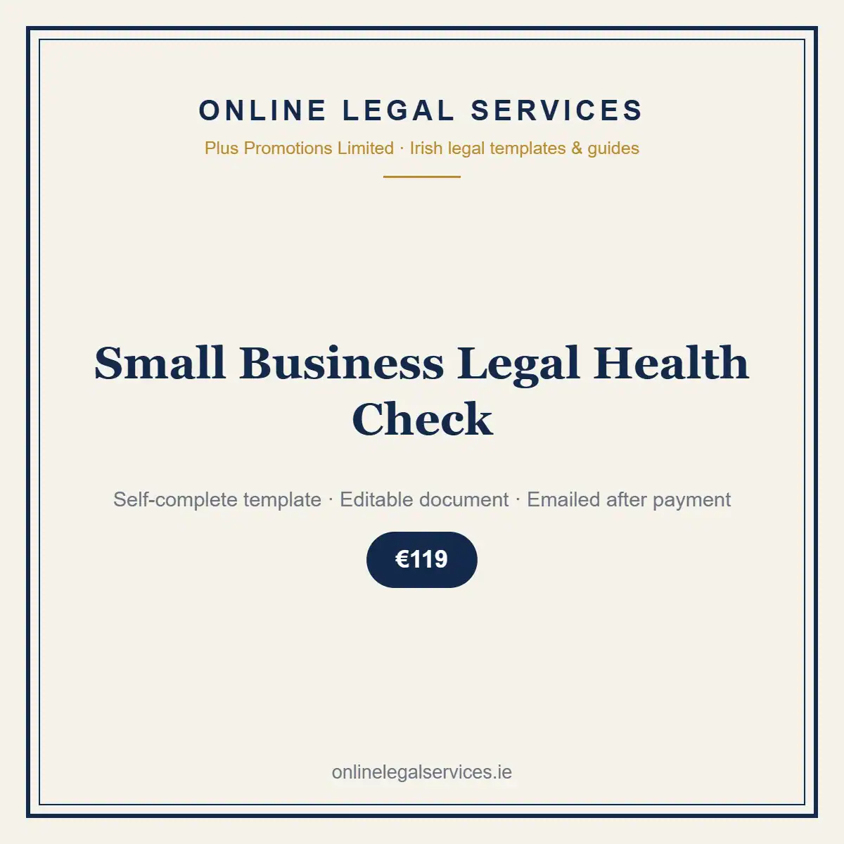 Small Business Legal Health Check — self-complete template | OnlineLegalServices.ie