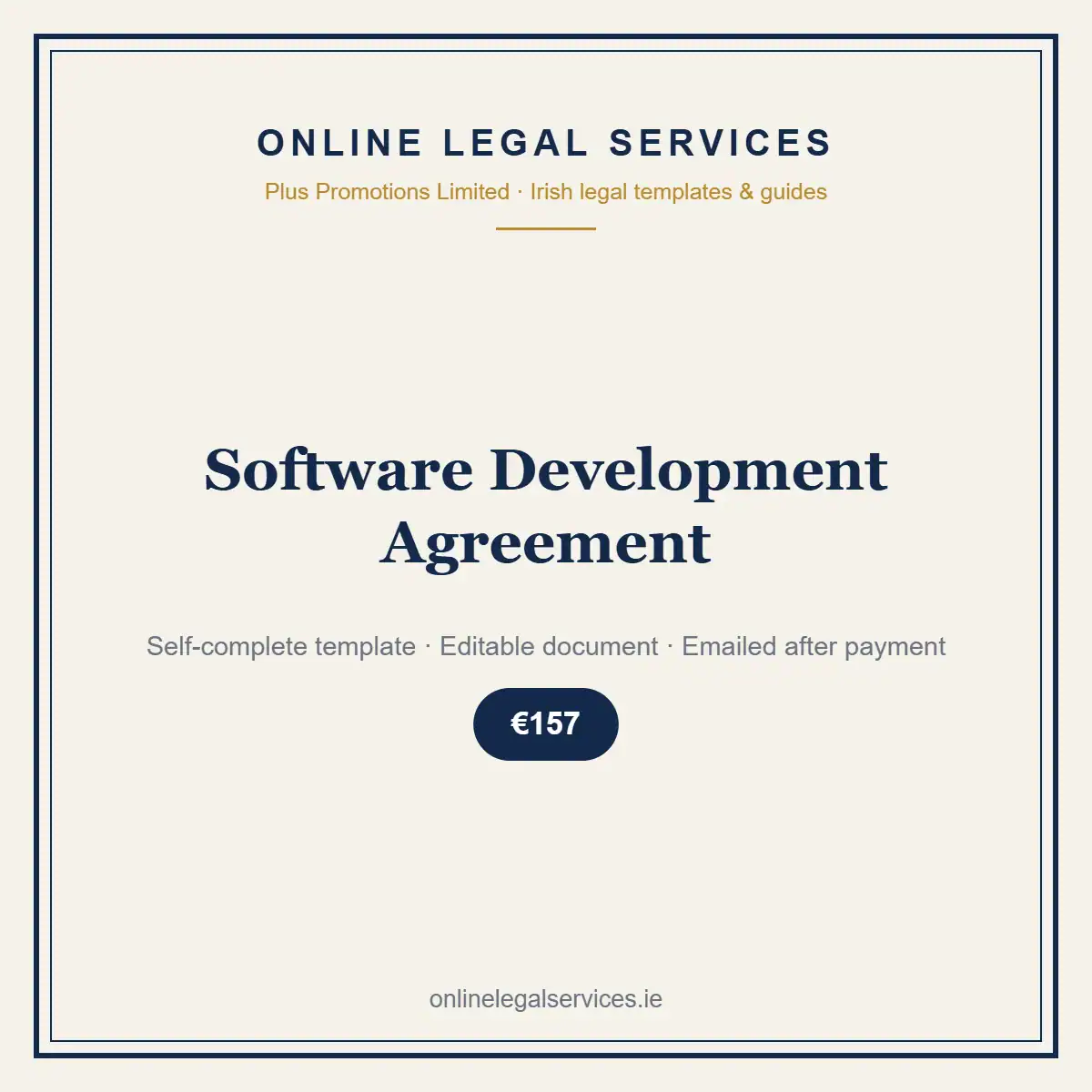 Software Development Agreement — self-complete template | OnlineLegalServices.ie