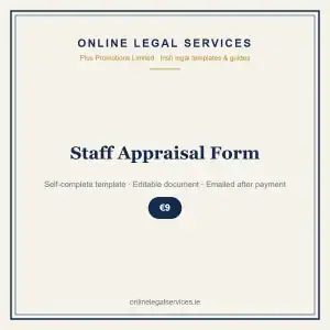 Staff Appraisal Form — Digital (Self-Complete) — self-complete template | OnlineLegalServices.ie