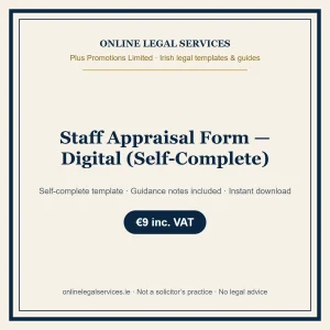 Staff Appraisal Form — Digital (Self-Complete) – self-complete Irish legal template