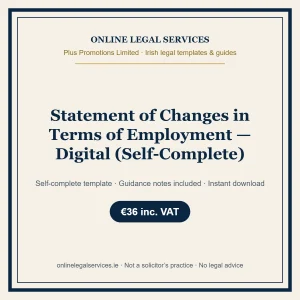 Statement of Changes in Terms of Employment — Digital (Self-Complete) – self-complete Irish legal template