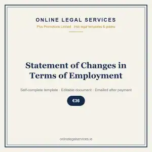 Statement of Changes in Terms of Employment — Digital (Self-Complete) — self-complete template | OnlineLegalServices.ie