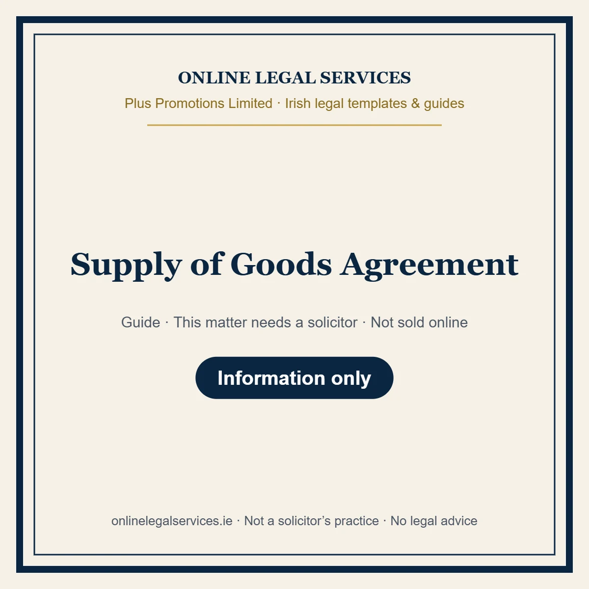 Supply of Goods Agreement – guide