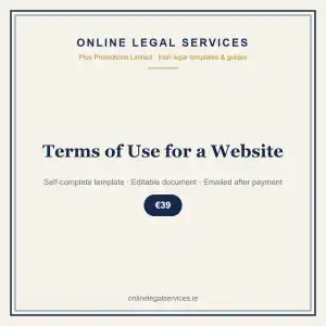 Terms of Use for a Website — Digital (Self-Complete) — self-complete template | OnlineLegalServices.ie